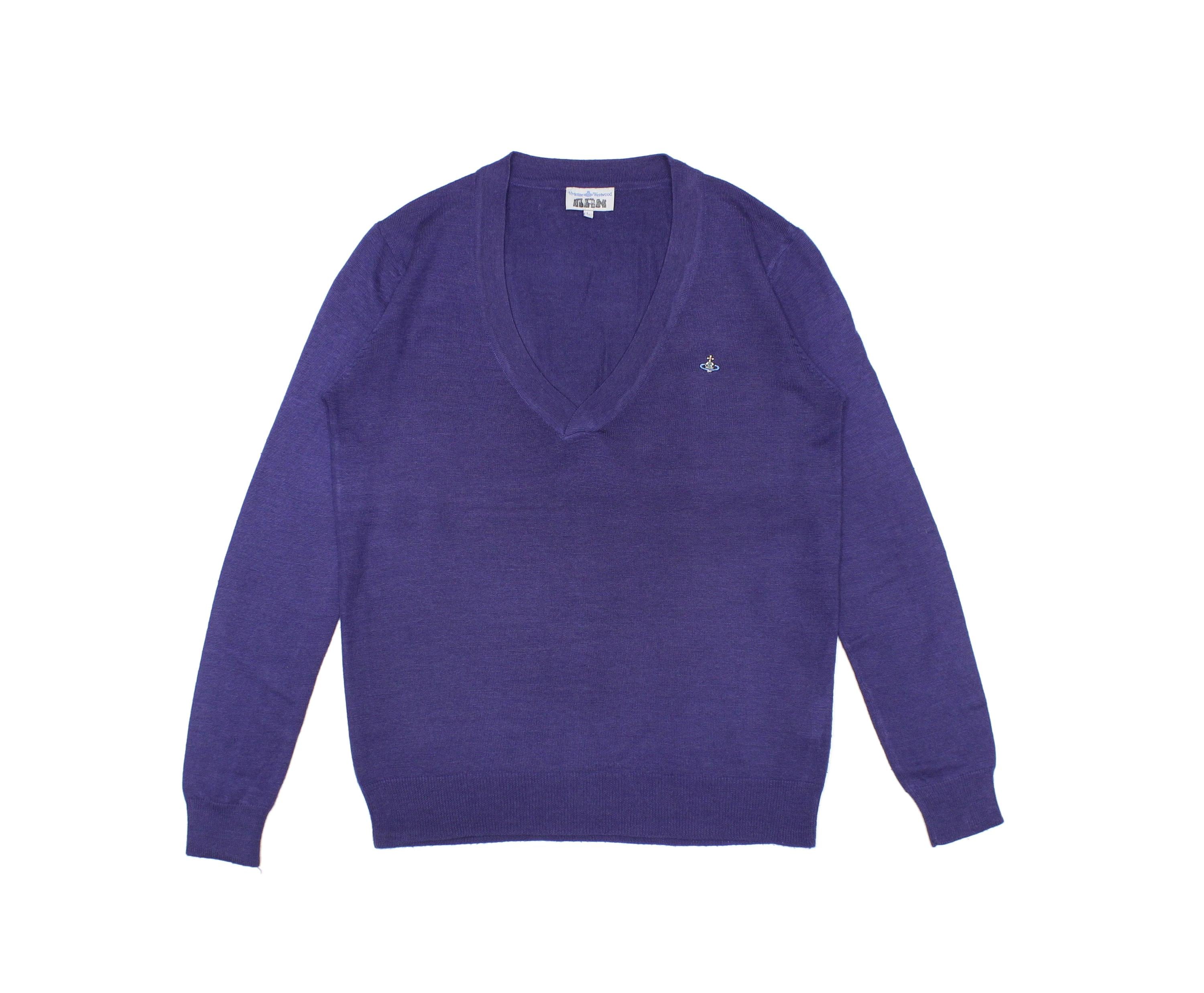 Vivienne Westwood, Vivienne Westwood 00s Orb Logo V-Neck Deep Sweater Vintage