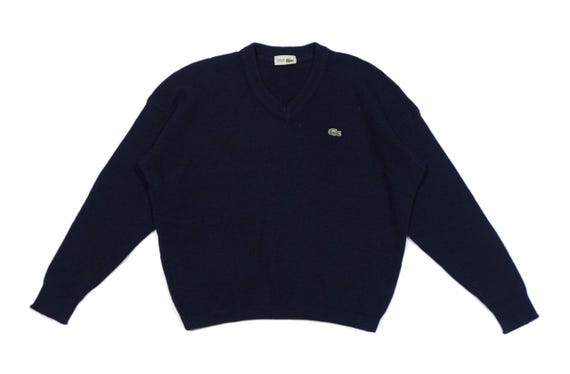Lacoste, Lacoste Chemise 90S Logo V-Neck Wool Knit Sweater Made in France