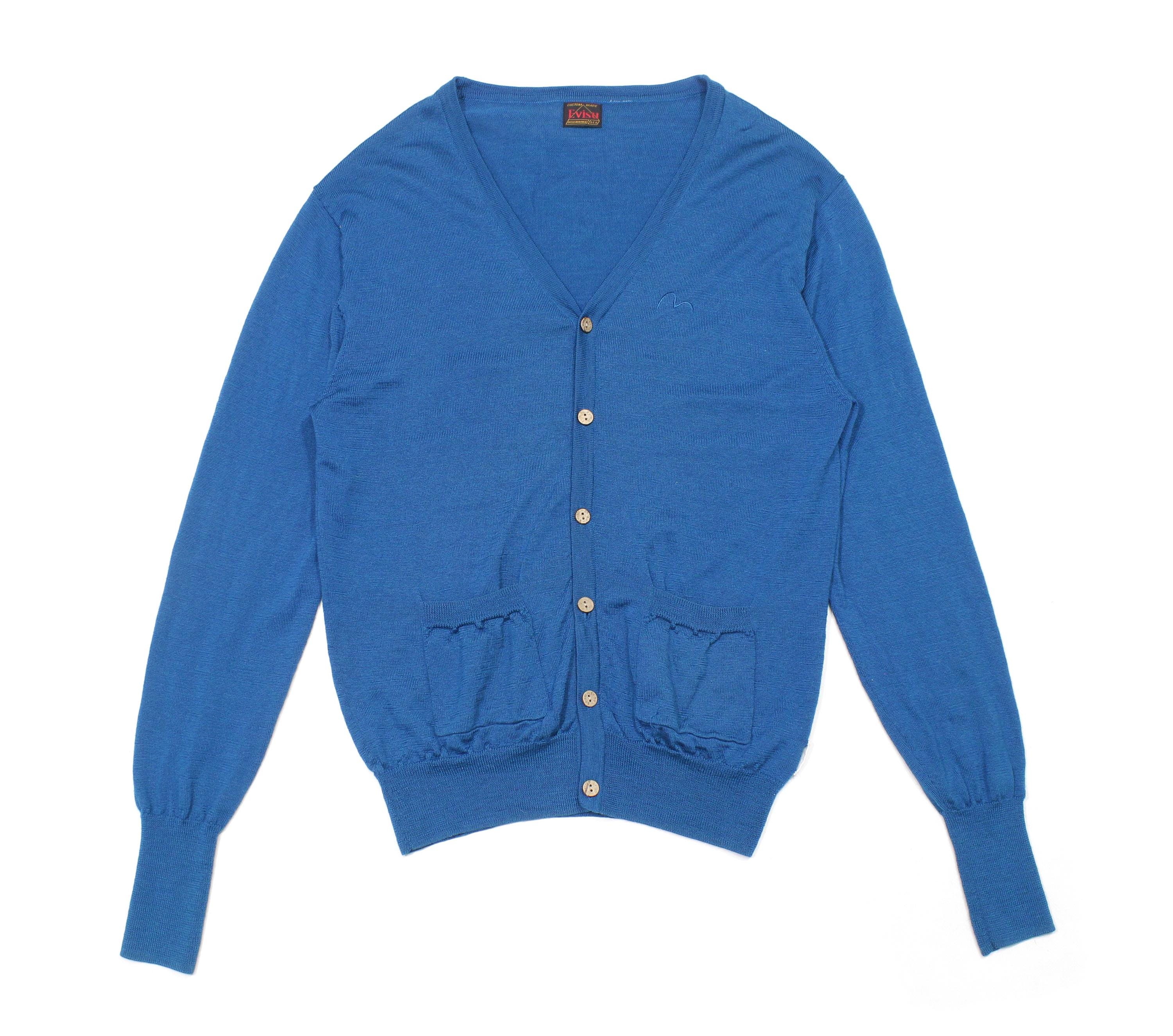 Evisu, Evisu 00s Wool Pocket Seagull Logo Cardigan Vintage