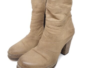 A.S.98 00s Airstep Leather Ankle Mummy Wrapped Ruched Zip Boots