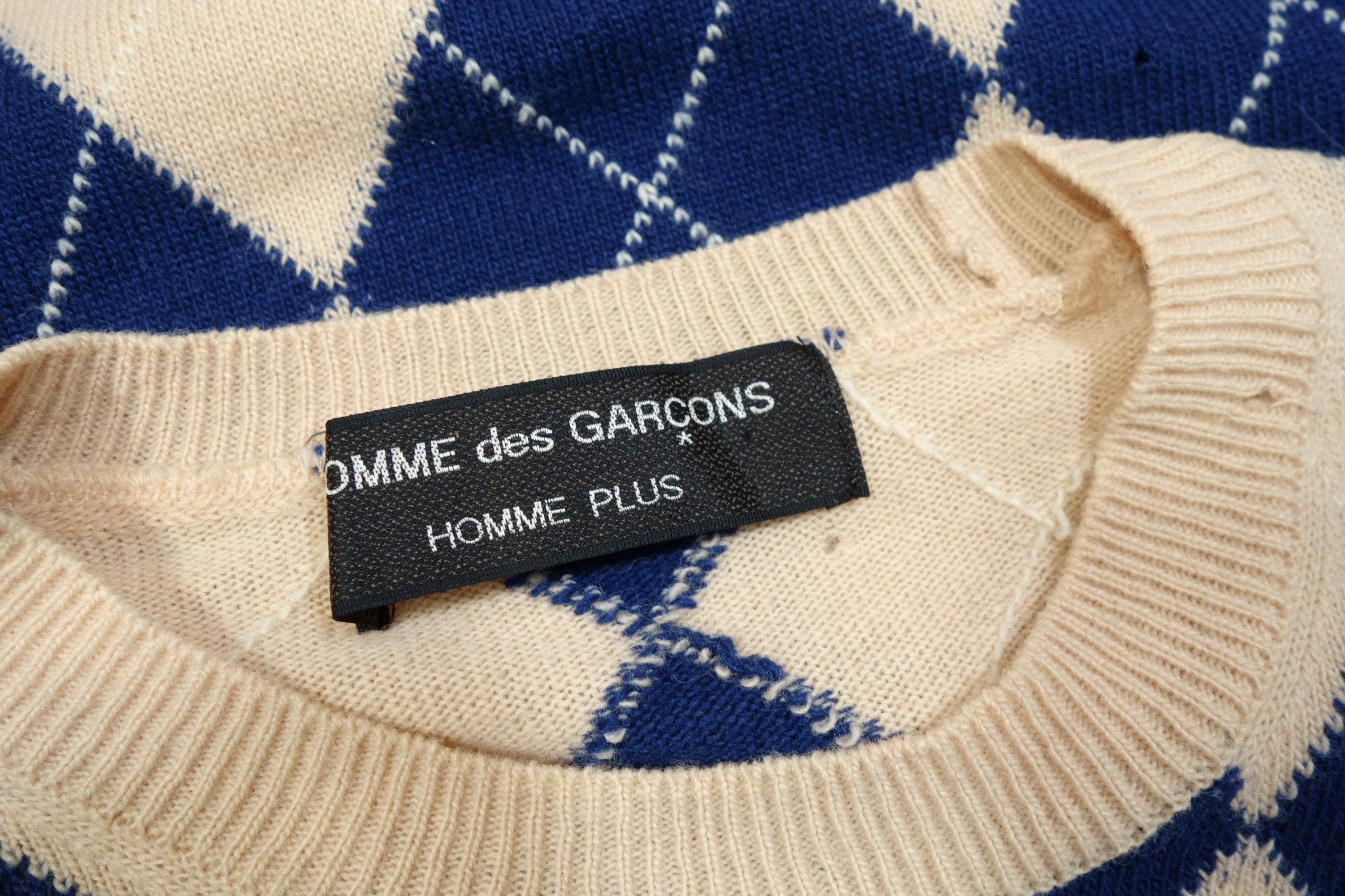 Comme Des Garcons Homme Plus 2000s Argyle Stripes Distressed Wool