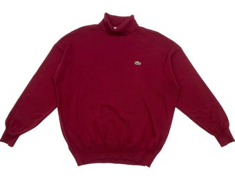 LACOSTE Vintage 70s Made in France Men's Wool Long Sleeve V-neck