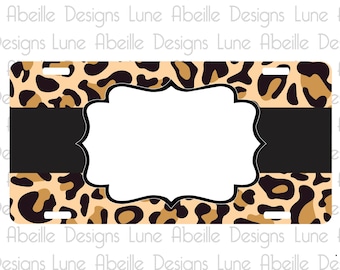 Leopard Print License Plate Sublimation Design (Digital Download)