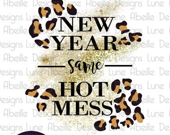 PNG de Año Nuevo con el mismo desastre: Diseño de estampado de leopardo (descarga digital)