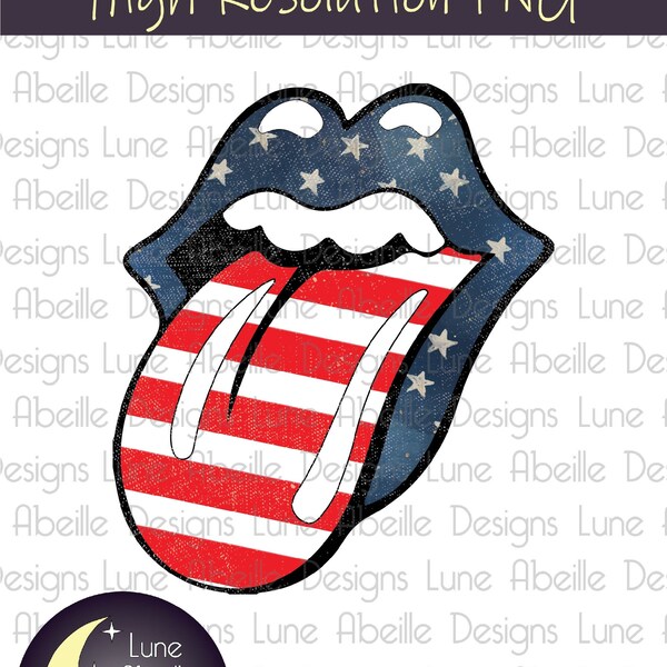 4th of July Lips and Tongue Sublimation Design PNG, Independence Day Printable Heat Transfer, Stars and Stripes Tshirt Idea, Trendy Womens