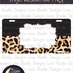 Leopard Print License Plate Sublimation Design (Digital Download)