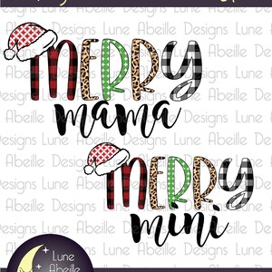 Merry Mama & Mini Diseño Digital de Navidad - Sublimación Imprimible - PNG Descargar - Transferencia de Calor - Mami y Yo