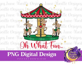 Christmas Reindeer Carousel PNG: Fun Xmas Design (Digital Download)