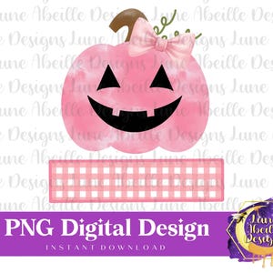 Personalized Pink Jack o Lantern PNG, Pink Pumpkin Sublimation Design, Halloween DTF Transfer, Fall Digital Design, Girls Tshirt Design