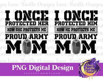 Proud Army Mom PNG: Military Sublimation Design (Digital Download)