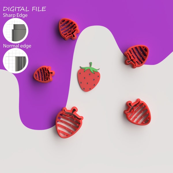 Strawberry polymer clay cutter | Digital STL File | 7 Sizes | 2 versions | polymer clay cutter set