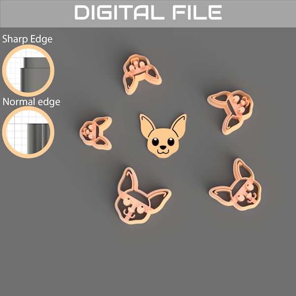 Chihuahua polymer clay cutter | Digital STL File | 7 Sizes | 2 versions | polymer clay cutter set