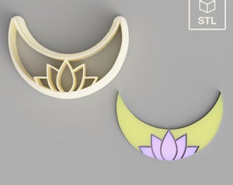 Lotus Moon polymer clay cutter | Digital STL File | 6 Sizes | 2 versions | polymer clay cutter set