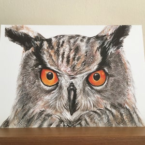 Eurasian Eagle Owl Portrait A5 Greeting Card