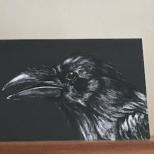Carrion Crow Portret (naar links gericht) A5 Wenskaart