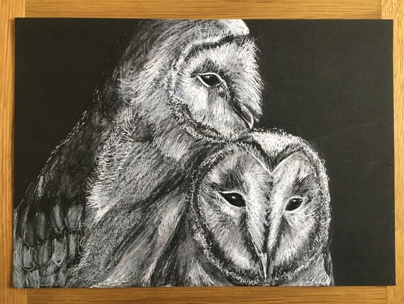 Barn Owl Mates A4 Art Print Etsy