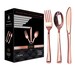 JL Prime 160 Rose Gold Plastic Silverware Set, Heavy Duty Disposable Reusable Cutlery for Party & Wedding, 80 Forks, 40 Spoons, 40 Knives 
