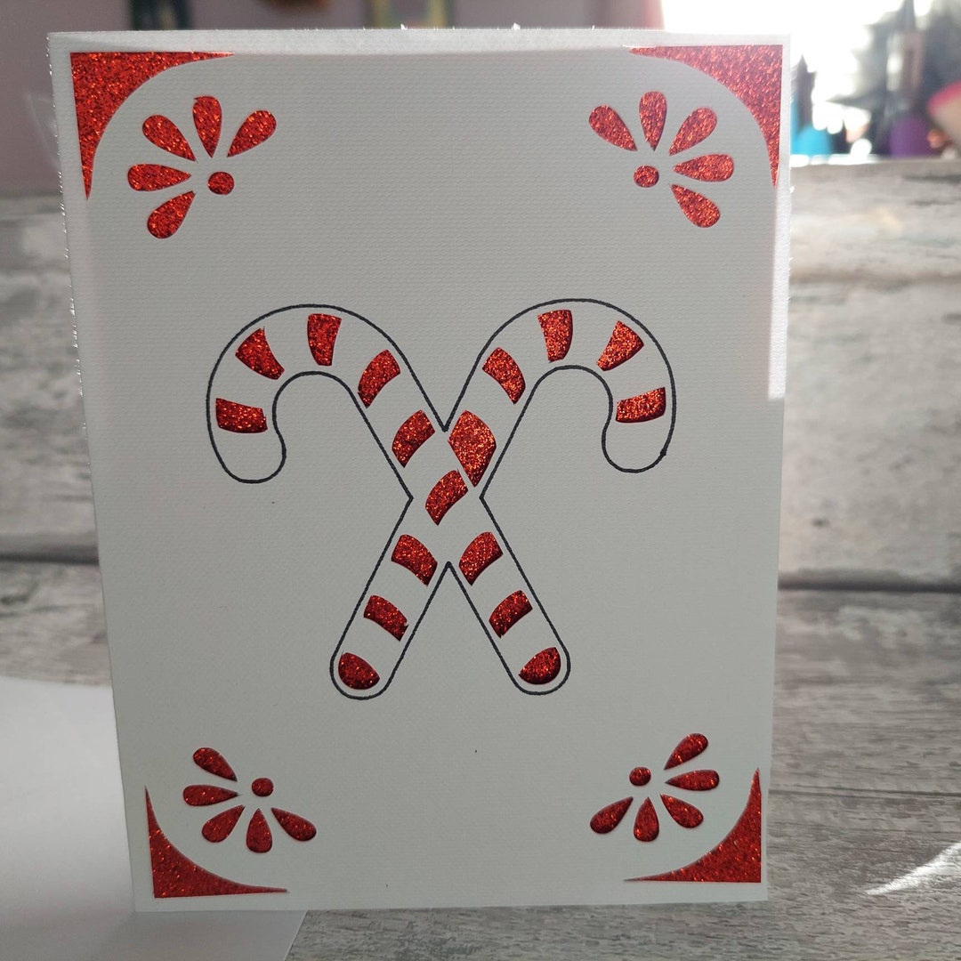 Candy Cane Christmas Card, Candy Cane Xmas Card, Cut Out Xmas Card