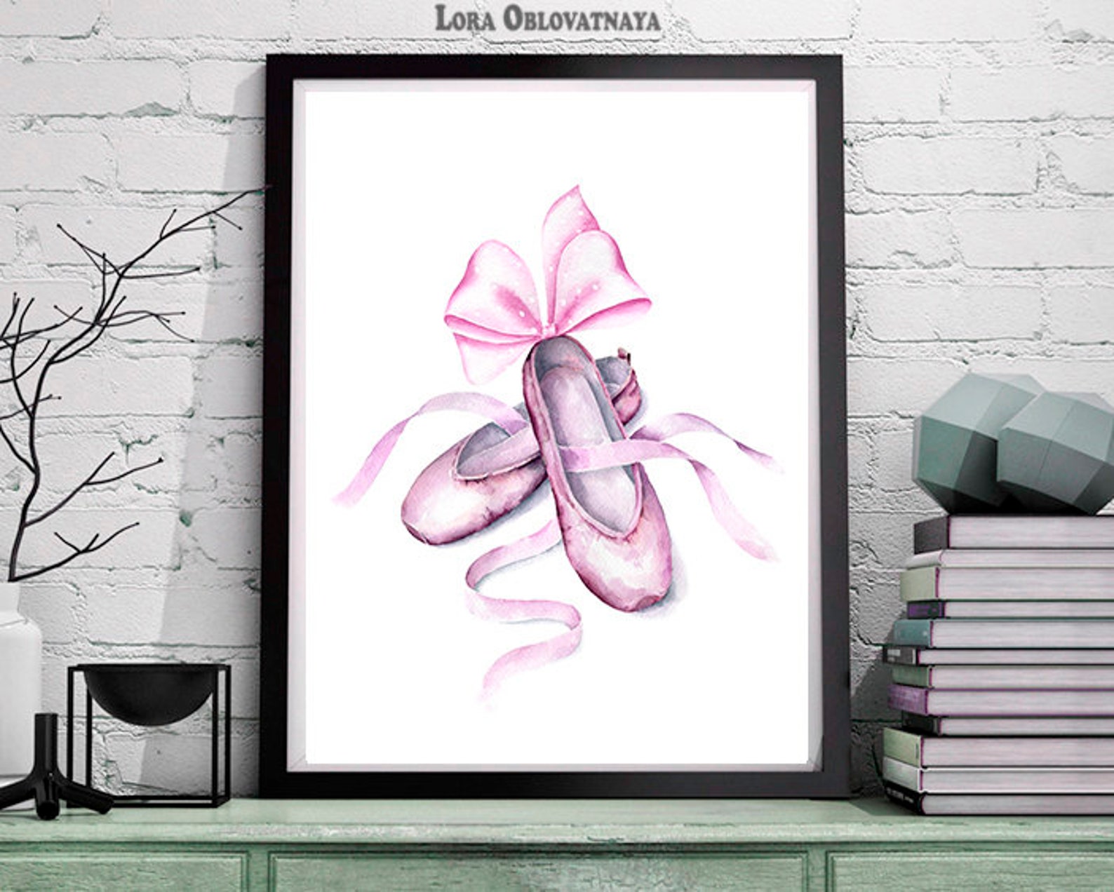 ballet shoes digital print pink blush printable poster ballerina slippers pointe baby girl nursery room decor ballet wall art pr