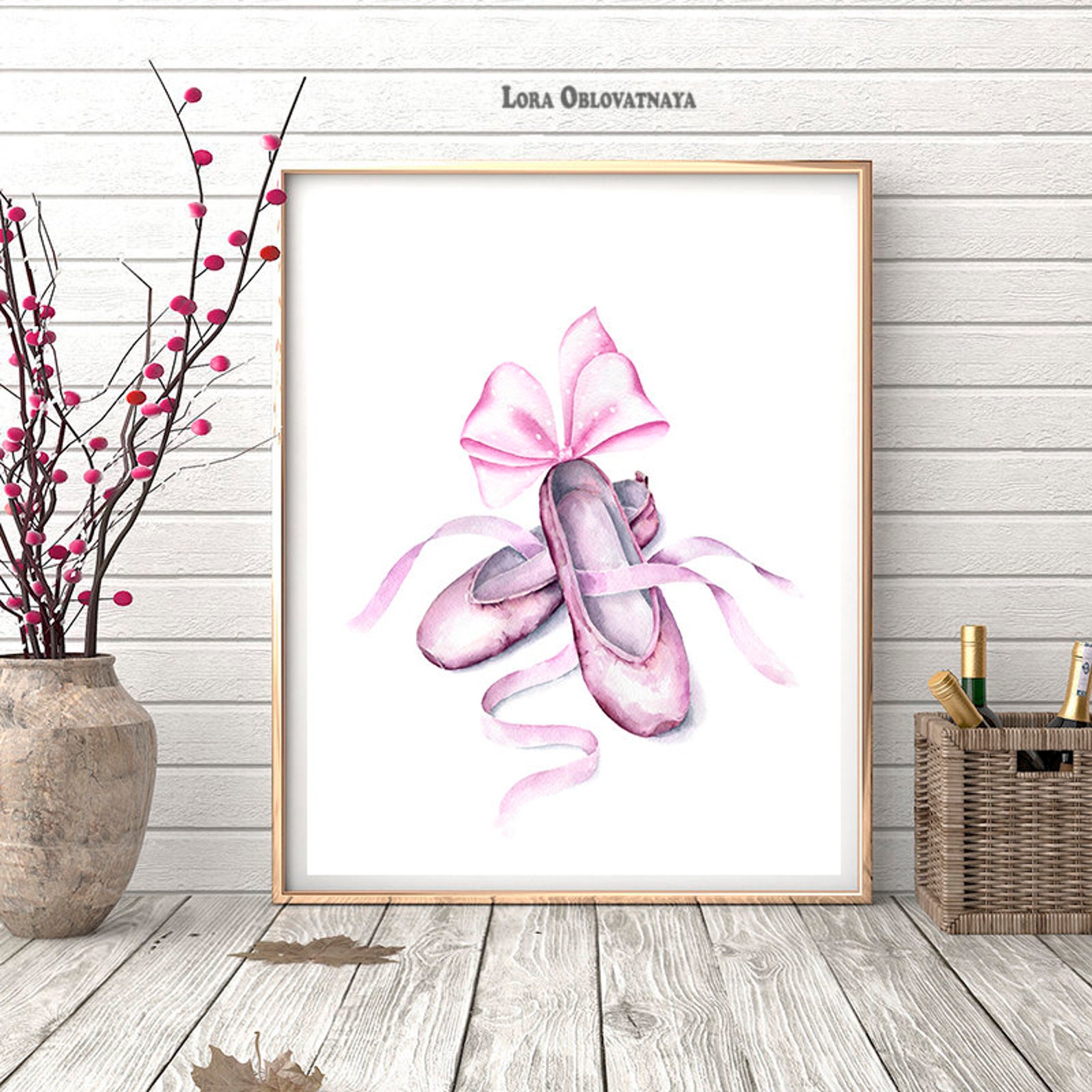 ballet shoes digital print pink blush printable poster ballerina slippers pointe baby girl nursery room decor ballet wall art pr