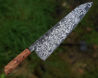 Cuchillo de chef de Damasco (gyuto de damasco forjado a mano)