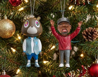 Graduation Bear & Life of Pablo Christmas Keepsake Ornaments - Limited Edition Hanging Tree Figurine - Gift for Hip Hop Fans Collectors