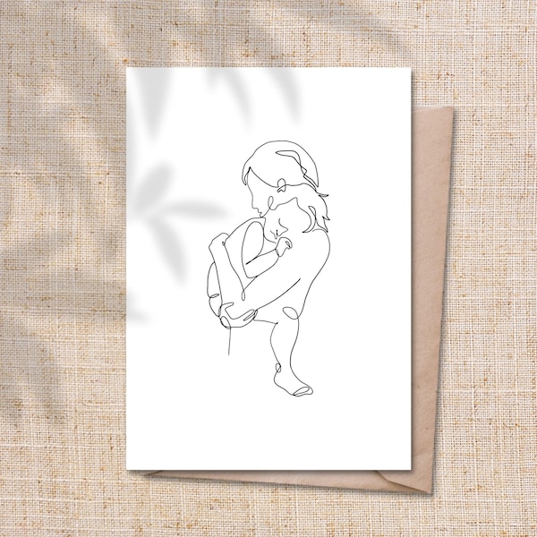 One line drawing Mutterliebe | Postkarte