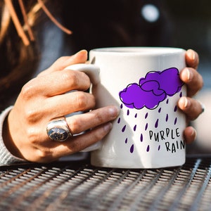 Purple Rain Mug | Celebrity Prince Tribute Music Illustrated Song Gift - I Love Prince