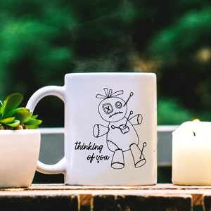 Thinking Of You Voodoo Doll Mug | Witch Vibes - Inappropriate Adult Humor Illustrated Funny Gift For Sarcastic People
