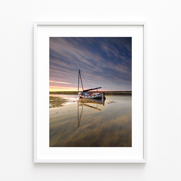 Norfolk Sailing Boat Print, Burnham Overy Staithe Harbour North Norfolk