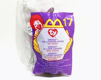 Springy The Lavender Bunny TY Beanie Babies McDonald&#39;s Happy Meal Toy #17 Plush