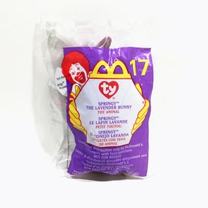 Springy The Lavender Bunny TY Beanie Babies McDonald&#39;s Happy Meal Toy #17 Plush