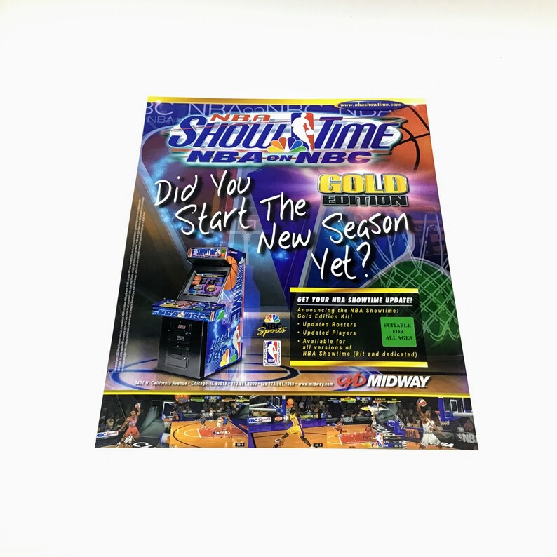Arcade Flyer NBA Showtime NBA on NBC Midway Arcade Sales Flyer Etsy