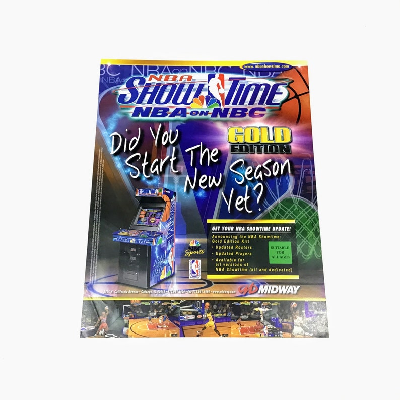 Arcade Flyer NBA Showtime NBA on NBC Midway Arcade Sales Flyer Etsy