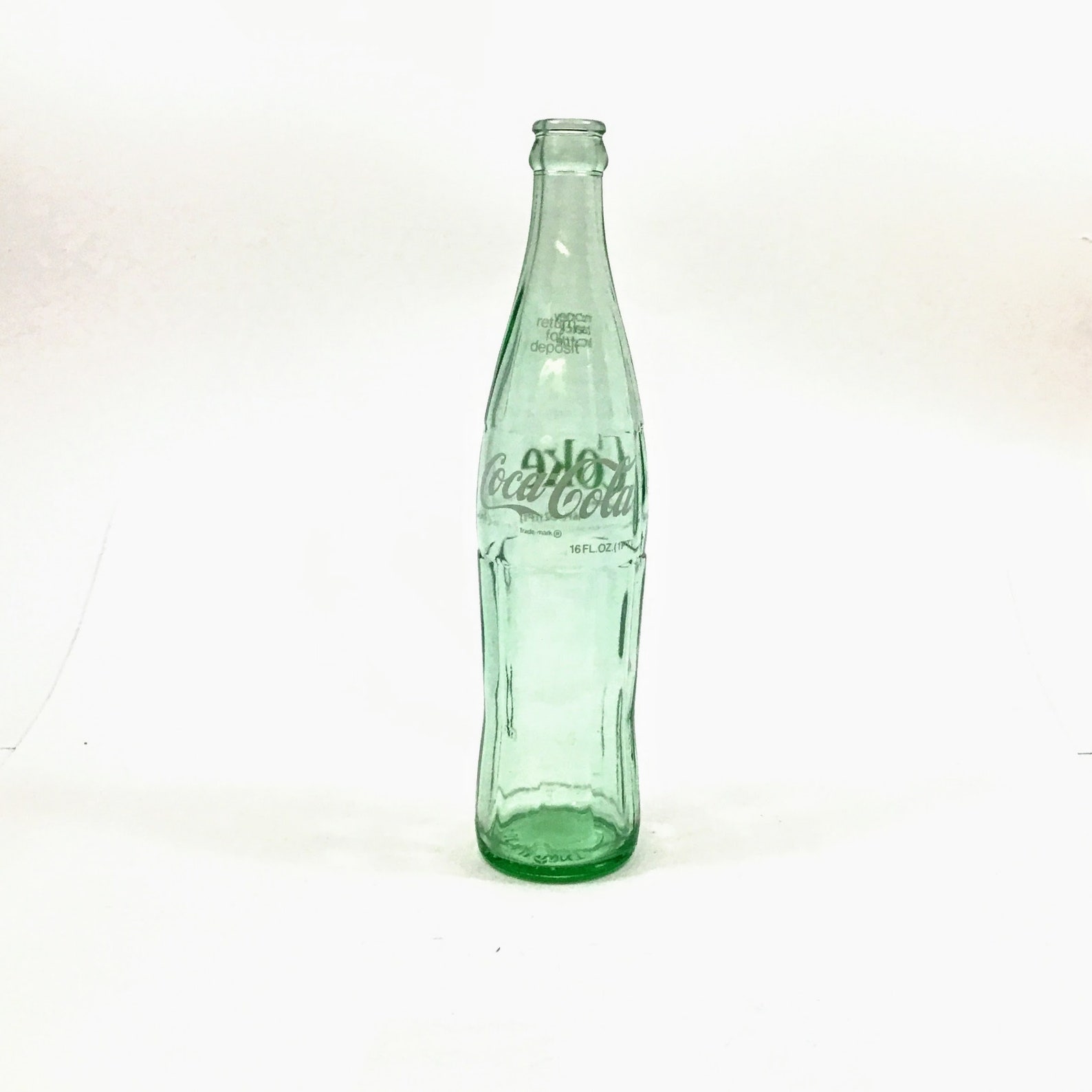 VINTAGE Coke Bottle Green Glass 16oz Coca Cola Etsy