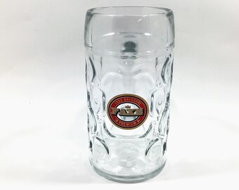 Faxe Beer Liter Glass Danish Collectible Barware Large Beer Glass Mug, Beer Glass Drinking Glass