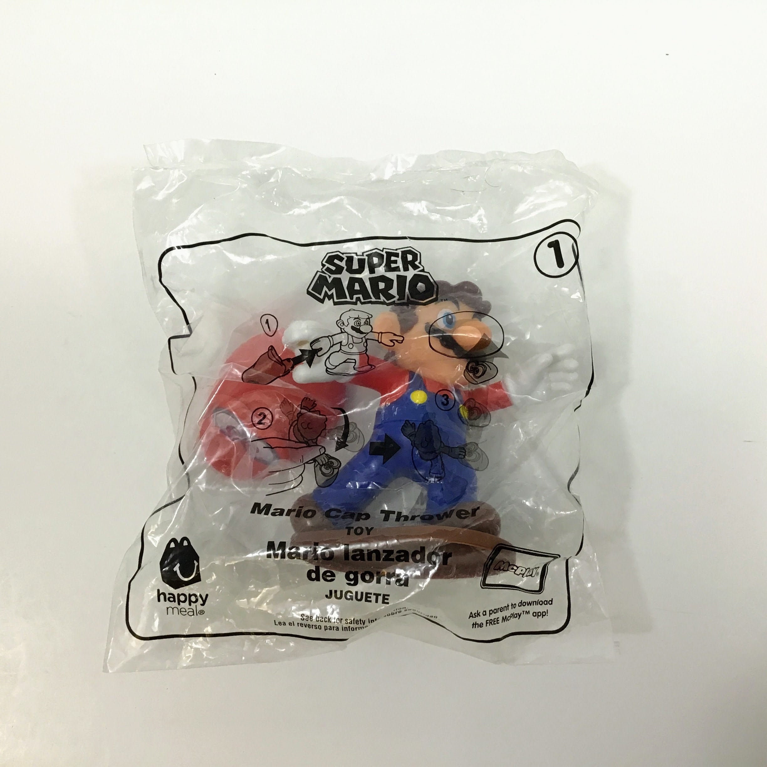 Super Mario Mcdonalds Happy Meal Toy 1 Mario Cap Thrower Toy Etsy