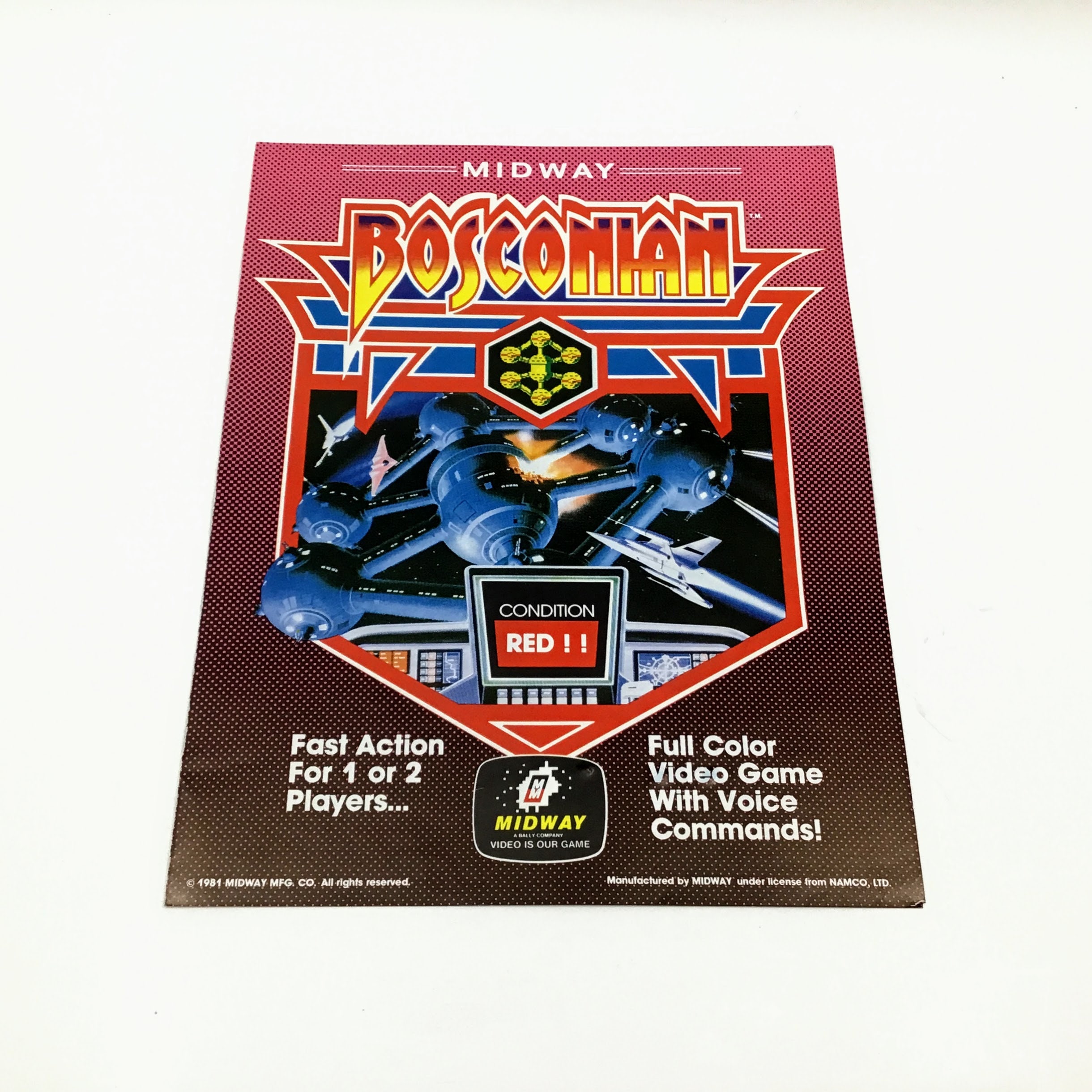 Midway Bosconian Video Game Arcade Flyer - 1981 Midway Arcade Sales Flyer