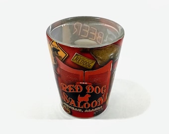 Vaso de chupito coleccionable vintage de The Red Dog Saloon, Juneau, Alaska