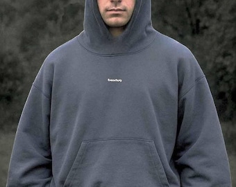 Sudadera con capucha ponderada / Sudadera con capucha extragrande de algodón grueso / Azul bruma