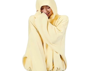 Sweat à capuche lesté de 3 lb | comme un BearHug que vous pouvez porter | Sweat à capuche oversize en coton épais | Beurre Solaire