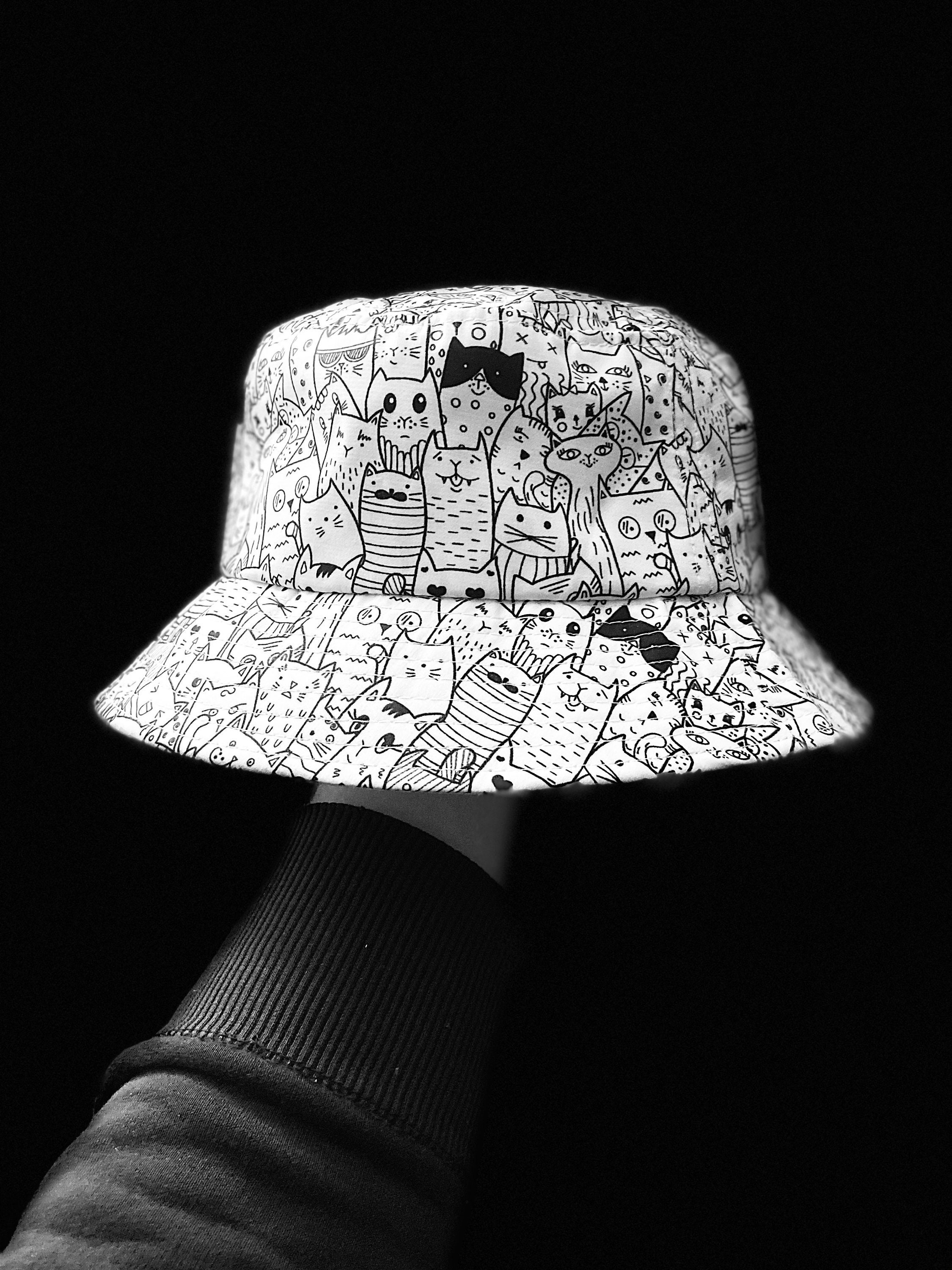 Doodle Cat Bucket Hat - Bucket Hat With Sublimated Cat