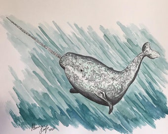 Narwhal Drawing, Narwhal Art, Arctic Animals, Ocean Animals, Unicorn of the Sea