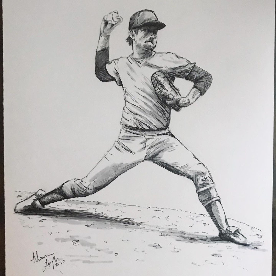 野球アート、野球選手、投手、野球の絵 - Etsy 日本