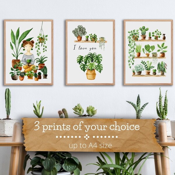 3 Prints deiner Wahl (Kleinformate)  | Fine Art Druck | botanische Kunst | Wanddekoration | Aquarell Malerei | Posterkollektion