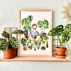 Plant Poster 'Plant Guy' all sizes fine art print botanical watercolor illustration green wall decoration home decor small gift image 1