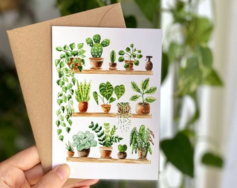 Postcard A6 'Plant Shelfie' | fine art print | botanical watercolor | plant illustration | sending love | small gift | papeterie | home