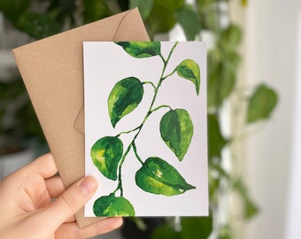 Postcard A6 'Pothos Leaves' | fine art print | botanical watercolor | plant illustration | sending love | small gift | papeterie | home