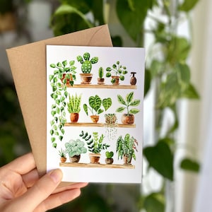 Postkarte A6 'Plant Shelfie' Fine Art Druck Pflanzen Illustration Aquarell Malerei botanische Kunst kleines Geschenk Bild 1