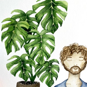 Plant Poster 'Plant Guy' all sizes fine art print botanical watercolor illustration green wall decoration home decor small gift image 6